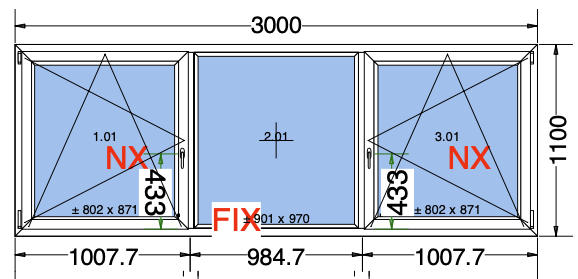 Draai/kiep-vast-draai/kiep raamkozijn